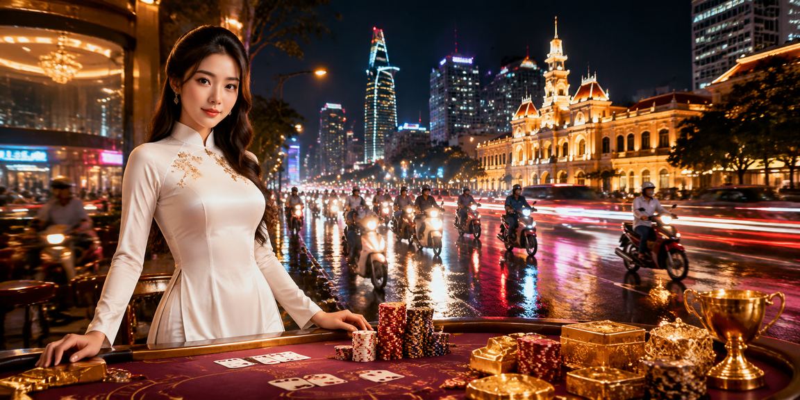 Người chơi tham gia game bài tại TP Hồ Chí Minh với trang phục áo dài truyền thống